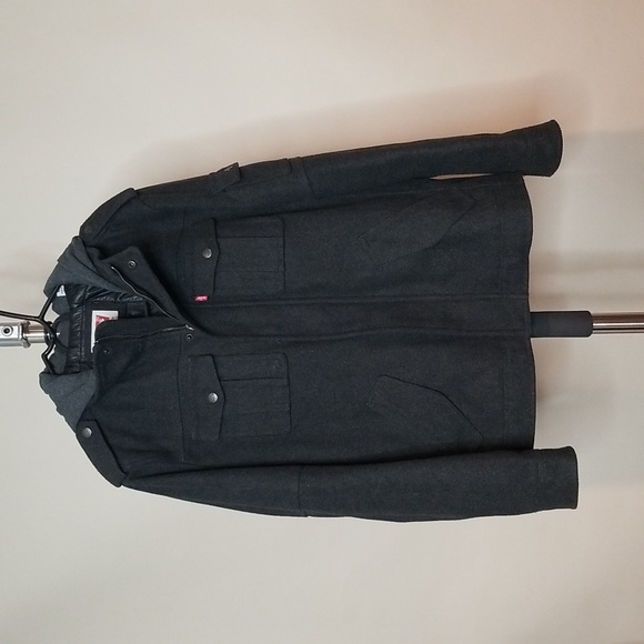 Levi's Mens peacoat, sz M with hood, nice - Picture 1 of 12